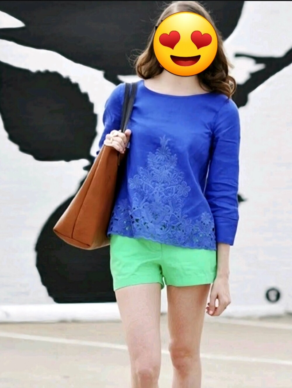 Beautiful J.Crew Women's Royal Blue Embroidered 3/4 -Sleeve Top